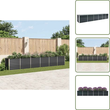 Garten-Hochbeet Verzinkter Stahl 480x80x77 cm Anthrazit - Hochbeet - Gartenhochbeet - Stahlteich - Pflanzenbehälter - Balkonbepflanzung (1/5)