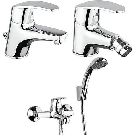 Set Rubinetti Piralla per lavabo e bidet con scarico automatico e vasca serie Ofelia cromato (1/5)