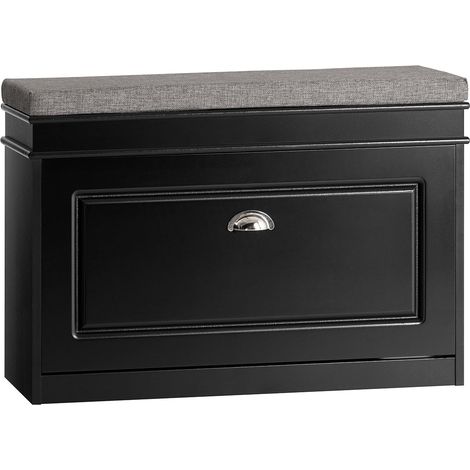 Banco Zapatero Organizador para Zapatos con 1 Solapa Negro 75 x 24 x 51 cm FSR82-L-SCH SoBuy ES