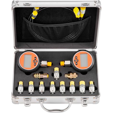 Mophorn Digitales Hydraulikdruck-Testkupplungsset, 10000 PSI Druckmessgerät mit 2 Manometern, 9 Testkupplungen, 2 Schnellkupplungen und 2 Schläuchen für Bagger und Baumaschinen (1/5)
