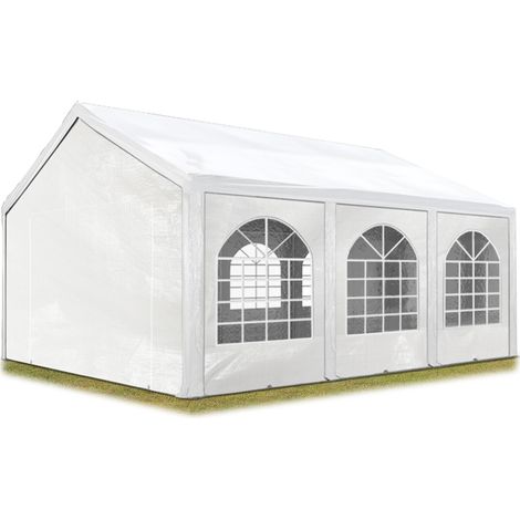 Excellent Marquee 4x6 m with strong PE 450 N tarpaulin Party Tent with fully galvanised & bolted steelframe white (1/5)