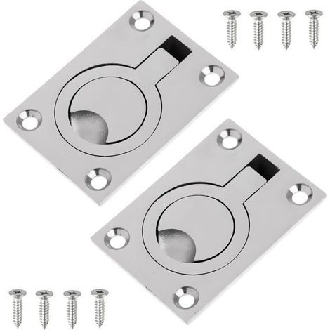 2 PACKS Loquet de Plancher de Bateau Poignée de Traction à Anneau en Acier Inoxydable Trappe de Pont Pour Bateau Dériveur Yacht Etc Accessoires Marins 62x44MM (1/4)