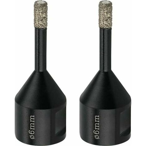 Forets à carrelage 6 mm – Diamant pour marbre et grès cérame – Longueur 62 mm – M14 – 2 pièces à sec pour meuleuse d'angle (1/5)