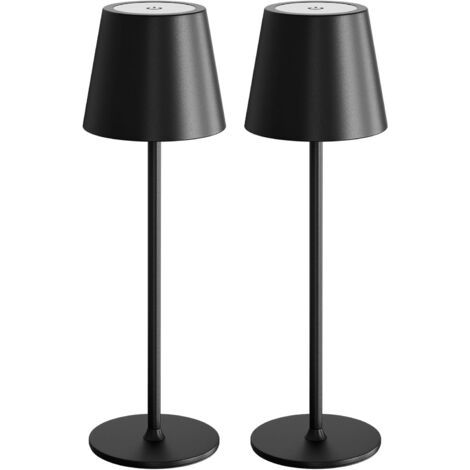 Lampada da scrivania senza fili - Ricaricabile, con controllo touch, tre livelli di luminosità, ideale per camere da letto e cucine - Confezione da 2, nera (1/4)