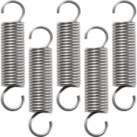 5 Pieces 2 x 17 x 74 mm Pull Springs, Stainless Steel Tension Springs, Double Hook Tension Springs, for Tents, Awnings, Caravans (1/5)
