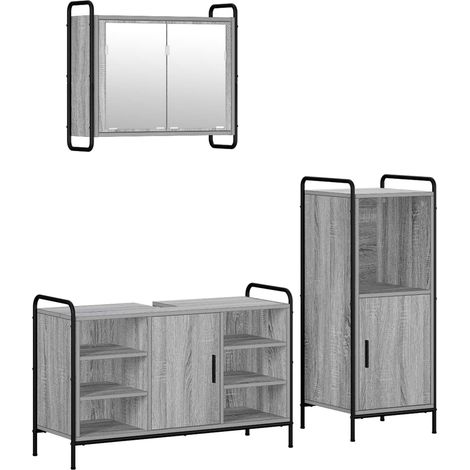vidaXL Set di Armadi da Bagno 3 pz Sonoma grigio 40 x 36 x 99,5 (1/5)