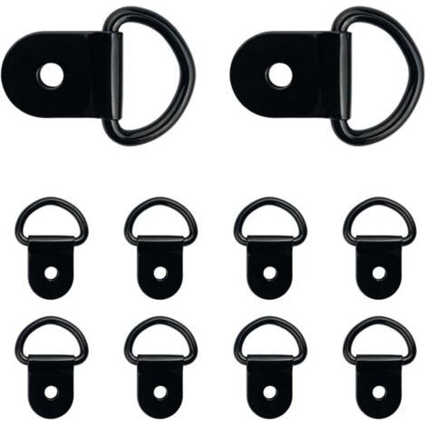 BUNTHAUS Lot de 10 anneaux d'arrimage en acier de petite taille, anneaux d'ancrage robustes pour chargement, points d'ancrage pour camions, remorques, noir