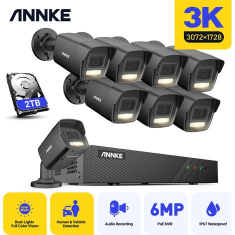 ANNKE 5MP Kit di Videosorveglianza PoE 8X 5MP Telecamera Doppia Luce Intelligente Rilevamento di Persone e Veicoli Sistema di Sicurezza PoE 2TB (1/5)