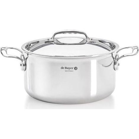 De Buyer 3742.28 Affinity Pentola Alta Acciaio Inox con Coperchio Vetro 28 cm Induzione 2 Manici Lavabile in Lavastoviglie Resistente al Forno colore Acciaio inox (1/2)