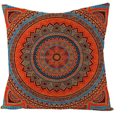 Taie D'oreiller - Coton Lin - Double Face - Pour Canapé Fauteuil Lit Voiture Intérieur Extérieur - 40x40 cm (1/5)