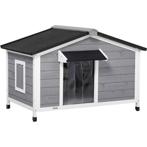 CASETTA PER CANI IN LEGNO CON DESIGN RIALZATO E 2 FINESTRE 109 X 79 X 72 CM (1/5)