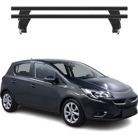 OMAC Dachträger Querträger Alu für Opel Corsa E 2014-2019 – Abschließbar – T-Nut – City-Crash-getestet – Max. 50 kg Schwarz (1/5)
