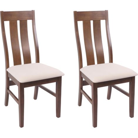 Set 2x sedie sala pranzo soggiorno HHG-675 100x46x45cm 150kg tessuto legno scuro avorio (1/5)