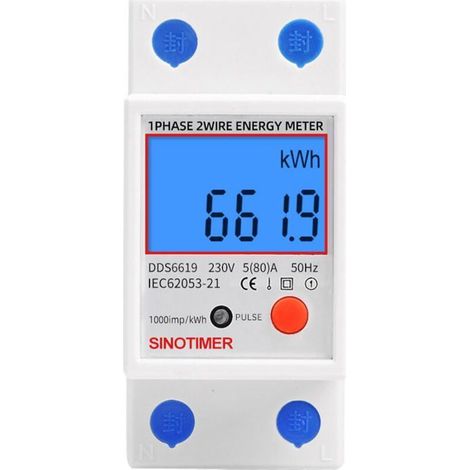 Sous-compteur monophasé, certifié MID, modulaire 45 A max, tarif unique, écran LCD - Compteur d'électricité intelligent (1/5)