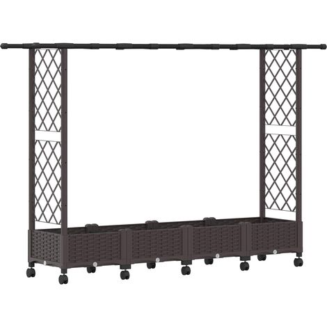 Maison Exclusive - Lit Élevé avec Treillis et Toit Marron 203 x 40 x 127 cm PP (1/5)