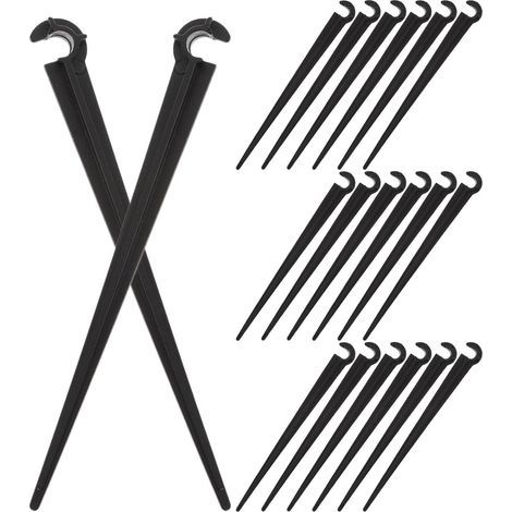 100 Pieces of Black Plastic Drip Irrigation Stakes for 1/4 Inch Tubing - Precise Anchoring and Flexible Positioning for Garden Row Irrigation (1/5)
