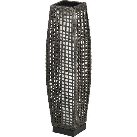 Outsunny Lampada Solare da Giardino 21x21x78 cm Nero e Grigio