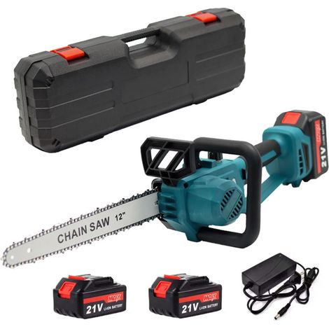 1500W Brushless 12Inch Electric Chainsaw Cordless Pruning Woodworking Power Tool Handheld Garden Cutter For Makita 18V Battery, 2Battery Type 2 (1/5)