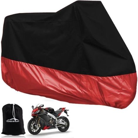 Housse De Protection Respirante Couvre-Moto Velo VTT Scoote Moto Bache Étanche Et Anti-UV Sac de Rangement Noir/ Rouge Taille XL (1/4)