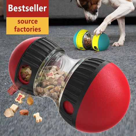 Palla interattiva per l'erogazione di dolcetti per cani, giocattolo puzzle ad alimentazione lenta, giocattolo di arricchimento e addestramento per cani di taglia piccola, media e grande (Rosso) (1/5)