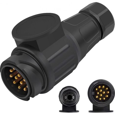 7-poliger auf 13-poliger Anhängerstecker-Adapter, 12V 7-poliger auf 13-poliger Anhängerstecker, wasserdichter Kunststoff-Anhängerstecker (1/4)
