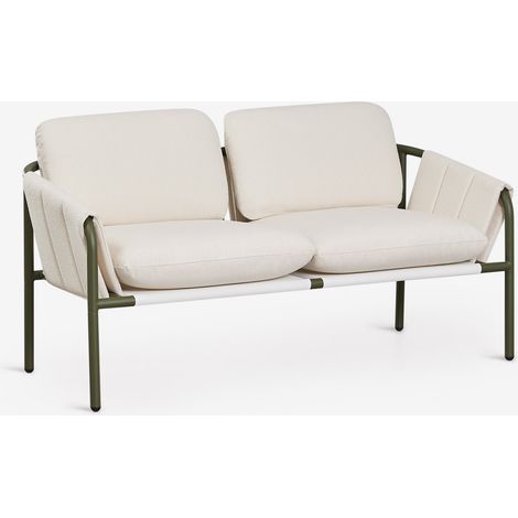 SKLUM Zunika 2-Sitzer Garten-Sofa, gepolstert und aus Stahl Tiefes Grün Olive                                  