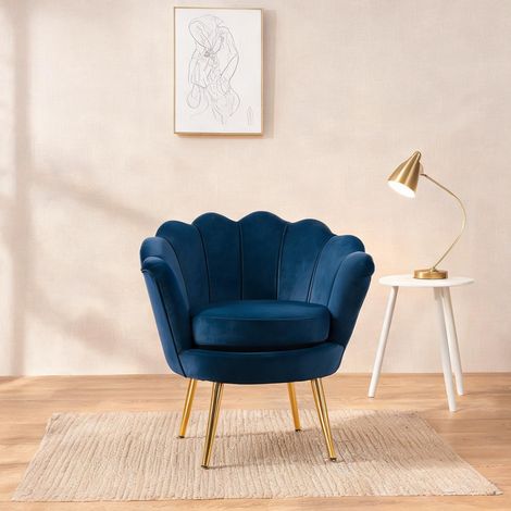 Canapé bleu en velours 100 polyester 76 x 67 x 74 cm (1/5)
