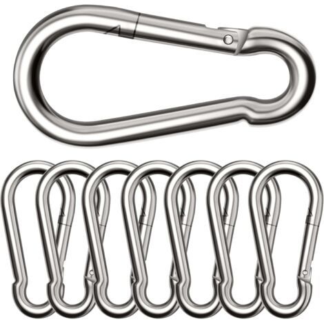 Lot de 8 Grands mousquetons,Φ880 mm,Mousqueton Charge maximale de 300 kg, ne rouillent Pas, Galvanisés,Résistants. pour Sac à Dos, Laisse pour Chien,hamacs, Camping, pêche, auvents etc. (1/5)