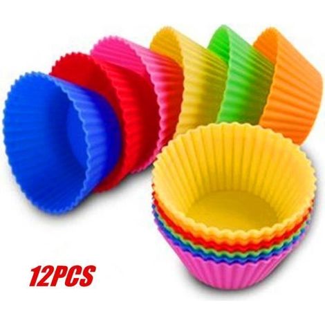 Set mit 12 Silikonformen für Muffins, Cupcakes, runde Kuchen und Wackelpudding – Turm