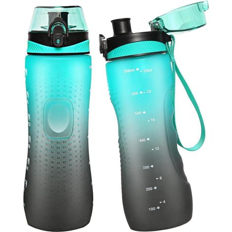 Trinkflasche Zeitmarkierung Tritan BPAfrei 750 ml Grün Grau (1/5)