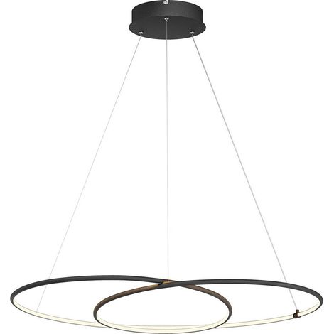 [NEUWERTIG] B-Ware Lindby Lucy LED-Hängeleuchte Hängeleuchte Deckenlampe Lampe 37W Ø 90cm schwarz (1/2)
