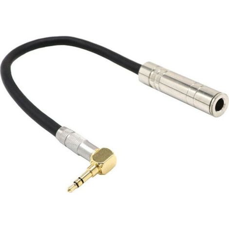 Câble Audio 3,5mm à 6,35mm Prise Mâle 3,5mm à Angle Droit vers Prise Femelle 6,35mm Connecteur Adaptateur Audio Stéréo 1/8" Mâle vers 1/4" Femelle 30cm (1/5)