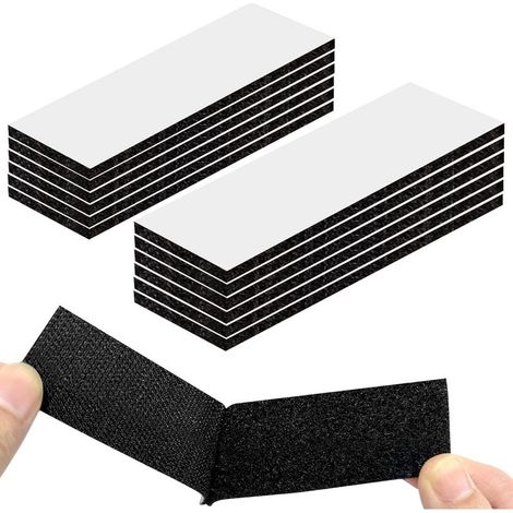 12 Pièces Scratch Autocollant Double Face, Ruban Adhésif Double Face, Bande Agrippantes Adhésives Extra Fort Rectangle Adhésif Double Face Puissant Réutilisable 10 x 20 cm (1/5)