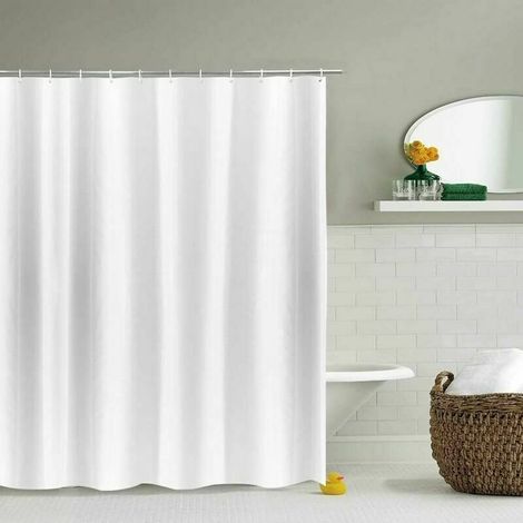 Duschvorhang, 180 cm hoch, Duschvorhang aus cremefarbenem Satin-Streifen aus Polyestergewebe mit wasserdichtem, beschwertem Saum, Breite 150 x Höhe 180 cm