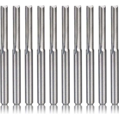 Bardusch-10 PièCes SéRies 2 FlûTe CNC Fraises 3.175Mm Fente Droite Fraise en Acier au TungstèNe pour Bois Plastique (1/4)
