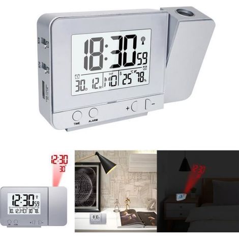 Horloge Projecteur LED - Affichage Réglable Sur Mur Ou Plafond - Alimentation Secteur Ou Piles AAA - 1 Unité (1/4)
