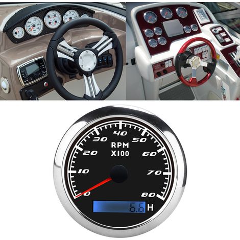 Tachymètre analogique automobile et marine, universel pour voitures et bateaux (CX8009/CX8010), noir. (1/5)
