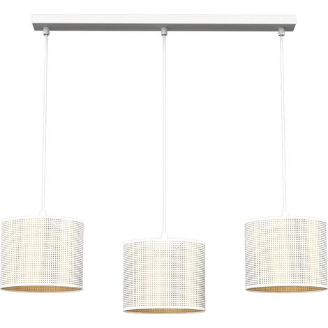 Suspension blanche loft 3 lumières E27 intérieur doré
