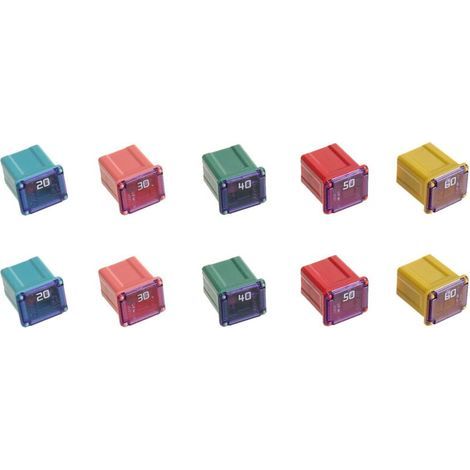 Confezione da 12 fusibili quadrati per autoveicoli da 12V a 24V (20A, 25A, 30A, 40A, 50A e 60A, 2 per ciascun valore) (1/4)