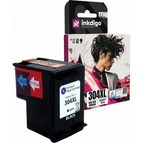 Inchiostro Inkdigo 304XL compatibile con le stampanti multifunzione HP DeskJet 2620, 3730 e Envy 5020, certificato TÜV. (1/5)