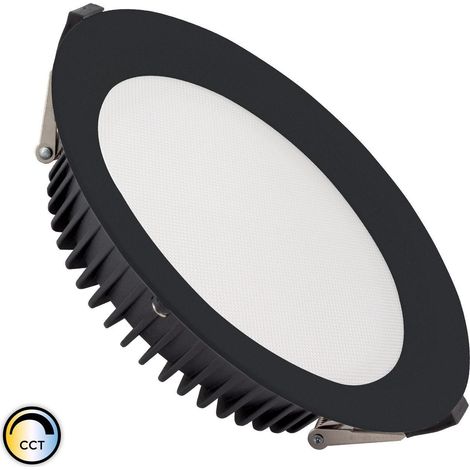 Downlight LED 30W Rond AERO CCT Sélectionnable 130 lm/W Microprismatique LIFUD Coupe Ø 200 mm Noir Sélectionnable (chaud-neutre-froid)