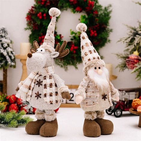 Decorazioni natalizie in piedi, bambola estensibile, decorazione da pavimento, alce di peluche (1/4)