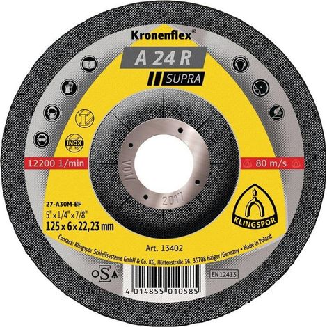 KLINGSPOR  Disco  de  desbaste  A  24  R  Supra  D  125  x  S  4  mm  -  240831