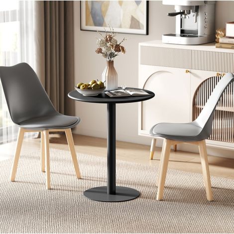 Table ronde en acier noir Ø60x72 cm pour 2 personnes (1/5)