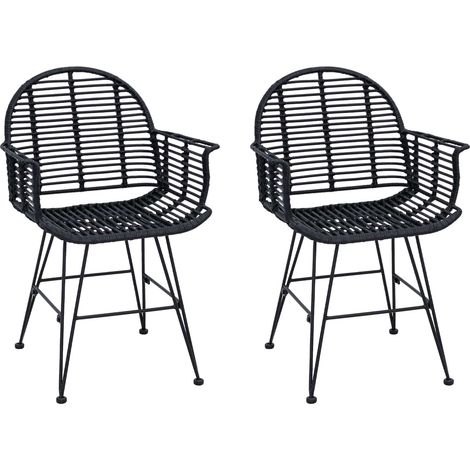 Sedia da pranzo 2 pcs Rattan e Ferro Nero 57 x 55 x 85 cm vidaXL