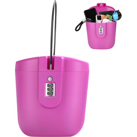 Coffre-fort portable avec code, mini coffre-fort de voyage, avec serrure à combinaison, coffre-fort de voyage, avec câble métallique amovible, serrure à combinaison pour coffre-fort à la plage, hôtel (1/5)