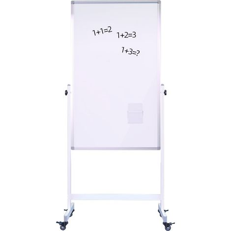 Pizarra blanca móvil 80x120 cm - Doble cara - Marco blanco