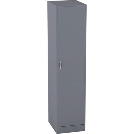 Riano 1 Door Wardrobe With Hanging Rail & Storage Shelf, Grey (1/5)