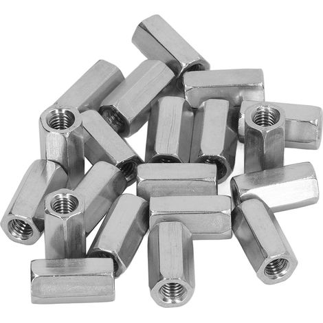 Kit de 20 écrous de raccordement hexagonaux M6 en acier inoxydable résistant à la rouille, couleur argent. (1/5)