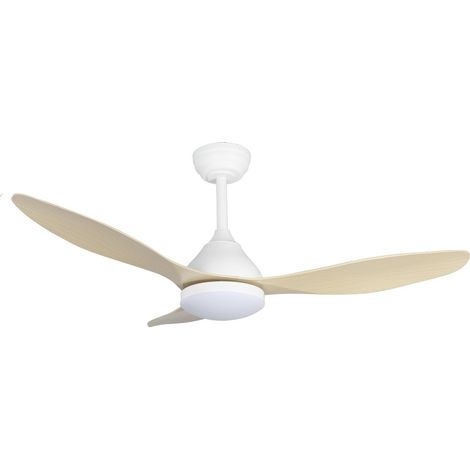 Ventilador de techo LED "Stel" regulable con control remoto (20W 3CCT 1900lm) IP20 Ø120cm color blanco y haya (1/5)